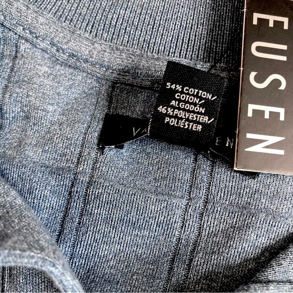 NWT Van Heusen long sleeve polo shirt textured windowpane plaid blue Medium - Picture 4 of 7